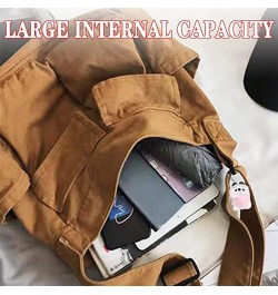 Bag 13 Inch Canvas Messenger Bag Large Shoulder Crossbody Bag With Multiple Leather Side Bags for Women White $26.83 Crossbod...