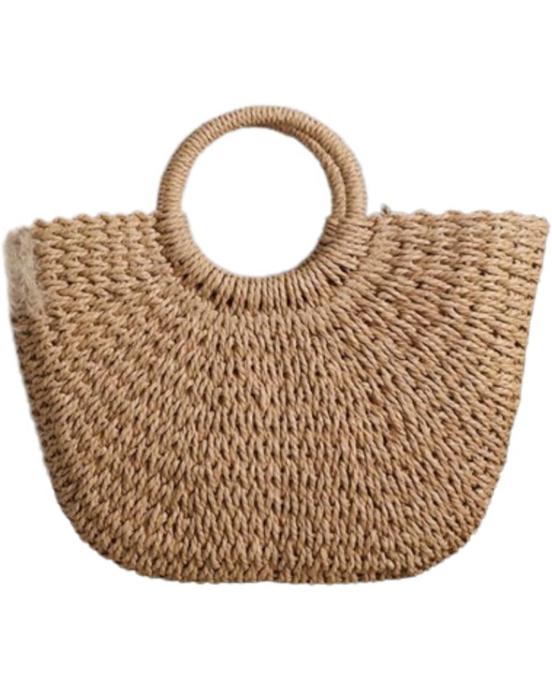 Beach Shoulder Bag Brand Straw Woven Tote Bag for Women Women Summer Raffia Woven Travel Basket Straw Tote (c-khaki) C-khaki ...