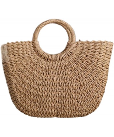 Beach Shoulder Bag Brand Straw Woven Tote Bag for Women Women Summer Raffia Woven Travel Basket Straw Tote (c-khaki) C-khaki ...