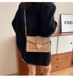 Crossbody Bags for Women Crystal Rivet Shoulder Bag Trendy Handbag and Purses Clutch Bag with Chain Strap Khaki $17.59 Crossb...