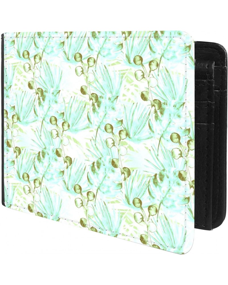 Unique Desige Pattern - Bohemian Turquoise Blue Retro Exotic Floral, Slim Front Pocket Wallet Billfold RFID Blocking $11.46 W...