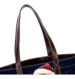 Santa Claus Canvas Leather Mix Crossbody Bag - Stylish Hand-Held Purse with Adjustable Strap - 13.3x4.7x12.2 in Size $27.83 C...