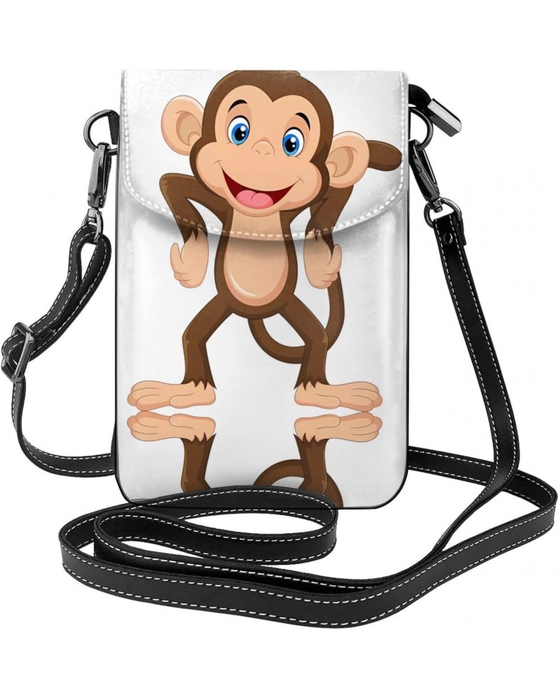 women leather Cell Phone Purse Cute Monkey picture Soft, durable and waterproof PU leather Convenient for daily use and trave...