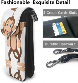 women leather Cell Phone Purse Cute Monkey picture Soft, durable and waterproof PU leather Convenient for daily use and trave...