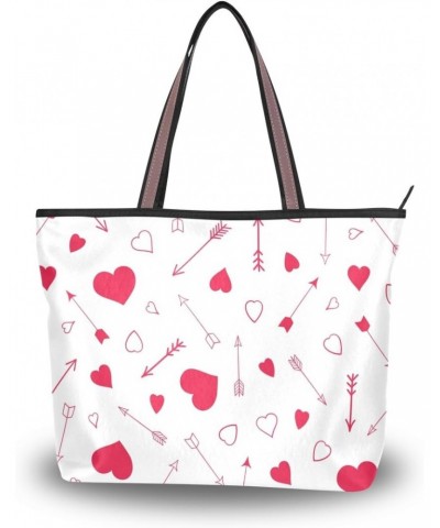 Women Top Handle Tote Bag Red Hearts And Arrows Shoulder Bag Handbag $15.92 Shoulder Bags