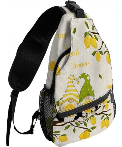 Sling Backpack, Hand Drawn Summer Watercolor Yellow Pineapple Waterproof Lightweight Small Sling Bag, Travel Chest Bag Crossb...