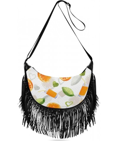 Women Fringe Tassel Cross Body Bag Leisure Shoulder Bag Color076 $12.69 Crossbody Bags