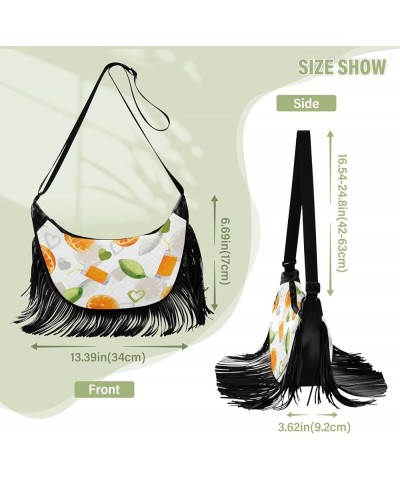 Women Fringe Tassel Cross Body Bag Leisure Shoulder Bag Color076 $12.69 Crossbody Bags