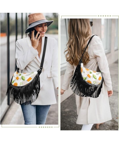 Women Fringe Tassel Cross Body Bag Leisure Shoulder Bag Color076 $12.69 Crossbody Bags