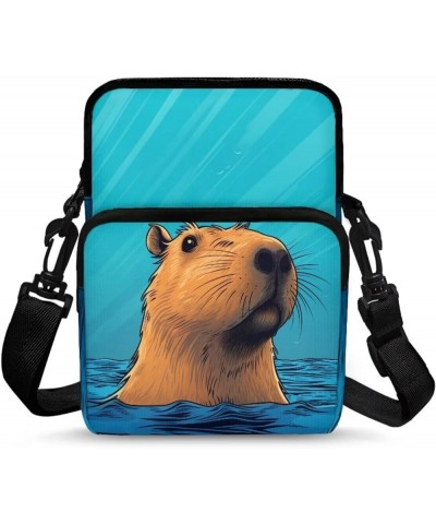 Small Crossbody Bag Travel Tote Double Shoulder Bags Mini Cell Phone Pouch for Men Women Kids Capybara $11.96 Crossbody Bags