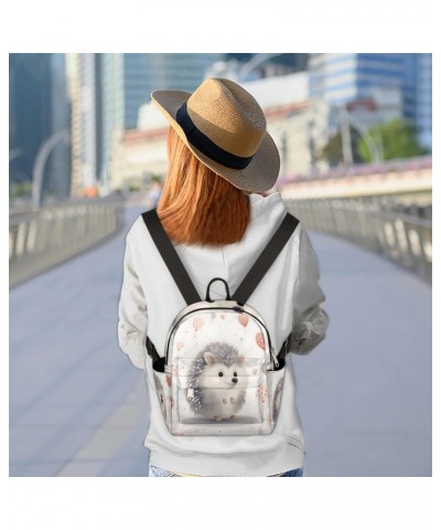 Cartoon Hedgehog Heart Small Backpack for Women Ladies Mini Backpack Travel Casual Backpack Purse Satchel Daypack $19.56 Back...