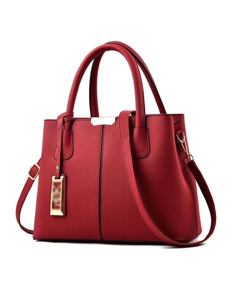 Women's Large Capacity Fashion Simple Top Handle Bags Handbags Purses Office Work Shoulder Bag Satchel For Ladies Wine Red $1...