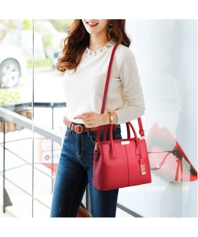 Women's Large Capacity Fashion Simple Top Handle Bags Handbags Purses Office Work Shoulder Bag Satchel For Ladies Wine Red $1...