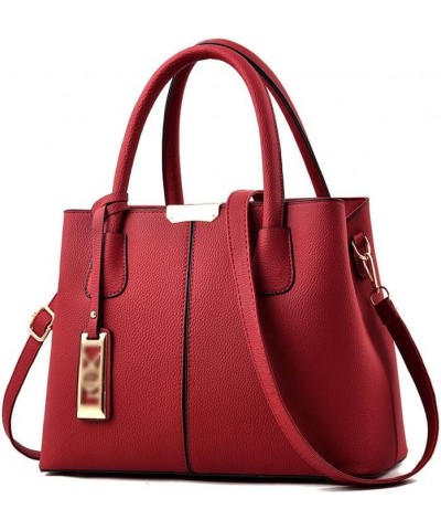 Women's Large Capacity Fashion Simple Top Handle Bags Handbags Purses Office Work Shoulder Bag Satchel For Ladies Wine Red $1...