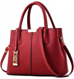 Women's Large Capacity Fashion Simple Top Handle Bags Handbags Purses Office Work Shoulder Bag Satchel For Ladies Wine Red $1...