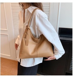 Large Capacity Bag for Women Shoulder Bag Tote Bag Shopping Bag Solid Color Daily Life Khaki $10.48 Totes