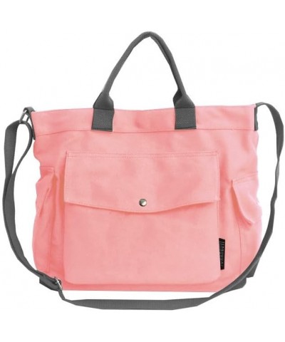 Canvas Crossbody Tote Shoulder Purse Bag for Women and Men with Multi-pocket for Shopping, Travel and Work 07- Pink $15.68 Totes