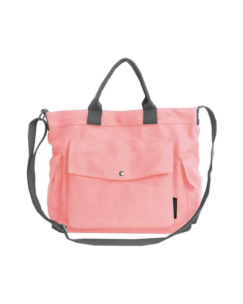 Canvas Crossbody Tote Shoulder Purse Bag for Women and Men with Multi-pocket for Shopping, Travel and Work 07- Pink $15.68 Totes