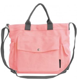 Canvas Crossbody Tote Shoulder Purse Bag for Women and Men with Multi-pocket for Shopping, Travel and Work 07- Pink $15.68 Totes