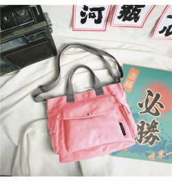 Canvas Crossbody Tote Shoulder Purse Bag for Women and Men with Multi-pocket for Shopping, Travel and Work 07- Pink $15.68 Totes