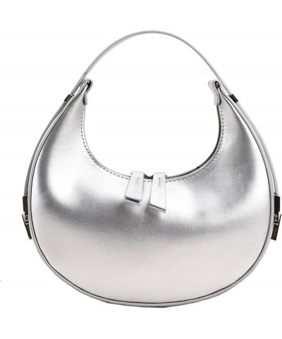 Small Purse for women,Trendy Cute Shoulder Bags Small Clutch Hobo Tote Handbag With Double Zipper Closure Silver $17.09 Totes