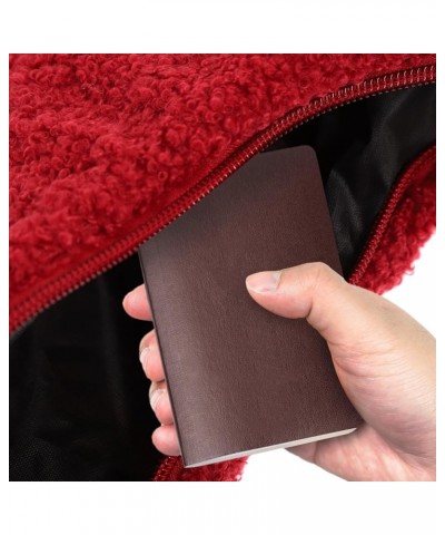 Casual Purses and Handbags Adorable Handbag Plush Womens Bags Fashion Handbag Winter Handbag Korean Red $9.65 Handbags