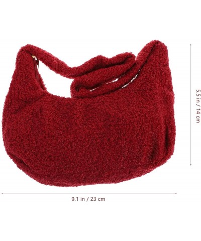 Casual Purses and Handbags Adorable Handbag Plush Womens Bags Fashion Handbag Winter Handbag Korean Red $9.65 Handbags