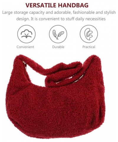 Casual Purses and Handbags Adorable Handbag Plush Womens Bags Fashion Handbag Winter Handbag Korean Red $9.65 Handbags