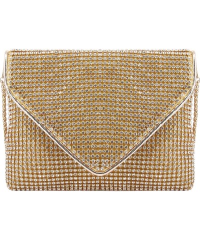 Bling Crystal Rhinestone Crossbody Bag Diamond Evening Clutch Envelope Handbag Cell Phone Purse for Party Prom Gold - Rhinest...