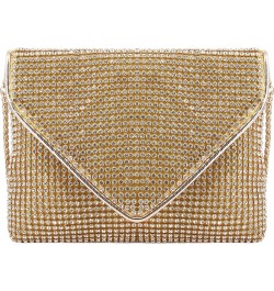 Bling Crystal Rhinestone Crossbody Bag Diamond Evening Clutch Envelope Handbag Cell Phone Purse for Party Prom Gold - Rhinest...