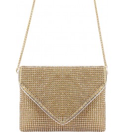 Bling Crystal Rhinestone Crossbody Bag Diamond Evening Clutch Envelope Handbag Cell Phone Purse for Party Prom Gold - Rhinest...