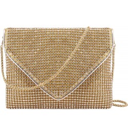 Bling Crystal Rhinestone Crossbody Bag Diamond Evening Clutch Envelope Handbag Cell Phone Purse for Party Prom Gold - Rhinest...