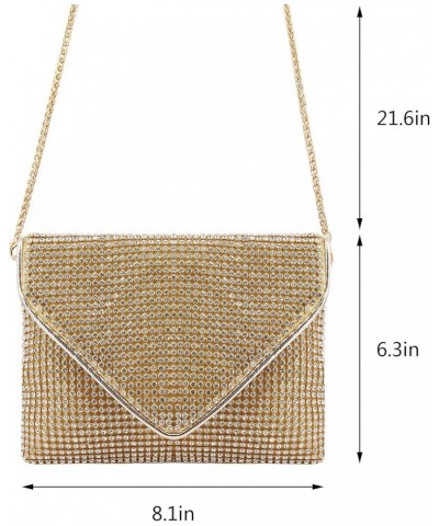 Bling Crystal Rhinestone Crossbody Bag Diamond Evening Clutch Envelope Handbag Cell Phone Purse for Party Prom Gold - Rhinest...