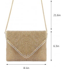 Bling Crystal Rhinestone Crossbody Bag Diamond Evening Clutch Envelope Handbag Cell Phone Purse for Party Prom Gold - Rhinest...