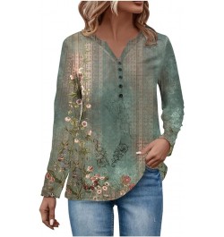 Neck Patch Womens Fall Ethnic Floral Baggy Bohemian Tops Long Sleeve Neck V Neck Womens Mock Turtleneck Long Green-b➤➤ Indepe...