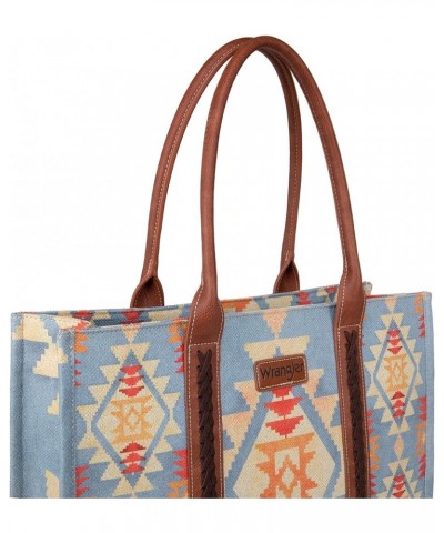 Wrangler Tote Bag for Women Aztec Top Handle Satchel Purse Boho Shoulder Handbags Angel Cerulean Blue 3pcs $40.49 Totes