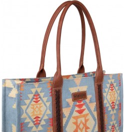 Wrangler Tote Bag for Women Aztec Top Handle Satchel Purse Boho Shoulder Handbags Angel Cerulean Blue 3pcs $40.49 Totes