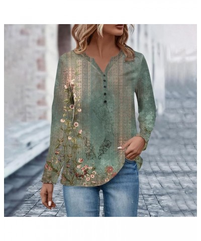 Neck Patch Womens Fall Ethnic Floral Baggy Bohemian Tops Long Sleeve Neck V Neck Womens Mock Turtleneck Long Green-b➤➤ Indepe...