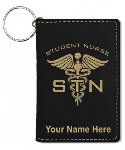 ID Holder Wallet, STN Student Nurse, Personalized Engraving Included (Teal) Black with Gold $13.72 Wallets