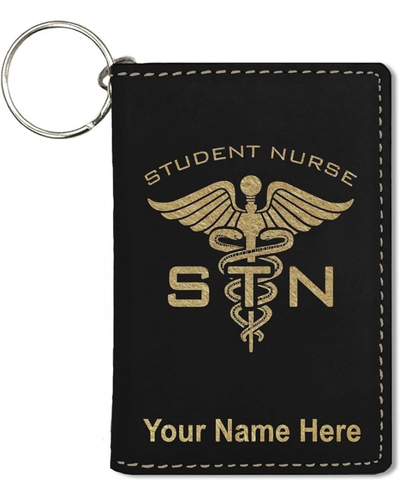 ID Holder Wallet, STN Student Nurse, Personalized Engraving Included (Teal) Black with Gold $13.72 Wallets