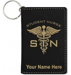 ID Holder Wallet, STN Student Nurse, Personalized Engraving Included (Teal) Black with Gold $13.72 Wallets