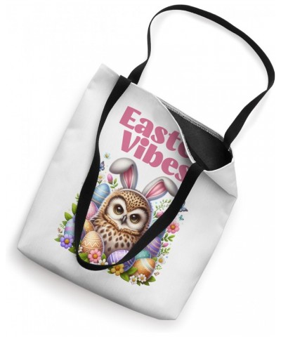 Bunny Owl Colorful Easter Vibes Egg Hunting Spring Flowers Tote Bag $10.80 Totes