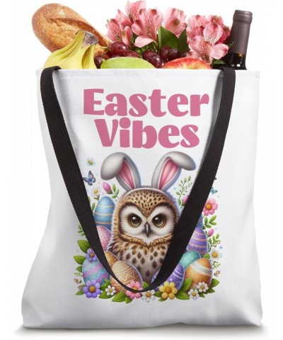 Bunny Owl Colorful Easter Vibes Egg Hunting Spring Flowers Tote Bag $10.80 Totes