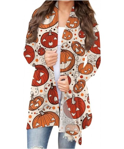 Long Sleeve Cardigan for Women Halloween Print 2024 Trendy Open Front Cardigans with Pockets Casual Loose Outwears 1-ginger $...