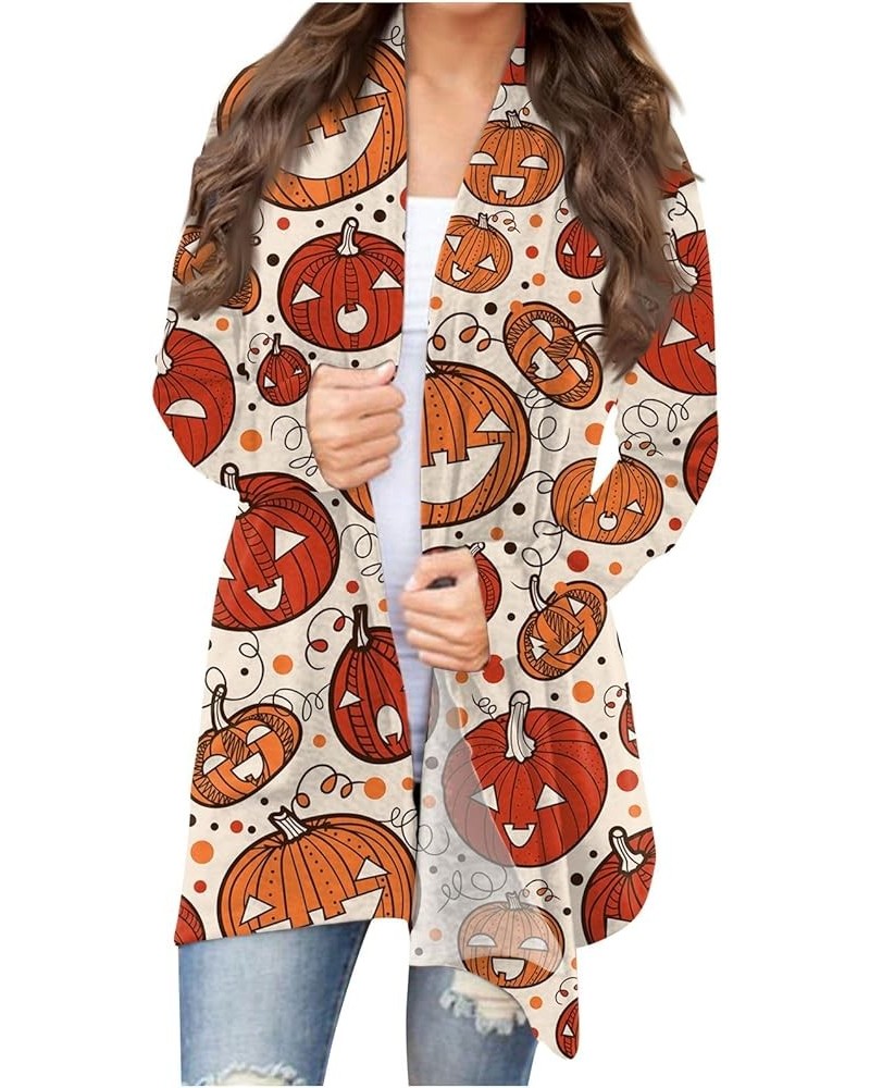 Long Sleeve Cardigan for Women Halloween Print 2024 Trendy Open Front Cardigans with Pockets Casual Loose Outwears 1-ginger $...