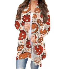 Long Sleeve Cardigan for Women Halloween Print 2024 Trendy Open Front Cardigans with Pockets Casual Loose Outwears 1-ginger $...