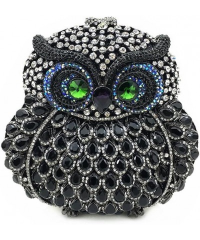 Cute Owl Clutch Women Crystal Evening Bags Luxury Handbag Rhinestone Wedding Party Purse Fuchsia Black 2 $60.65 Evening Bags