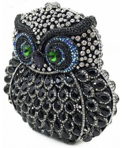 Cute Owl Clutch Women Crystal Evening Bags Luxury Handbag Rhinestone Wedding Party Purse Fuchsia Black 2 $60.65 Evening Bags