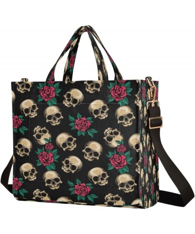 Corduroy Tote Bag for Women, Funny Skulls Tote Bag Crossbody Hobo Handbag Shoulder Bag for Work Travel Goth 854 $16.19 Totes