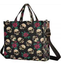 Corduroy Tote Bag for Women, Funny Skulls Tote Bag Crossbody Hobo Handbag Shoulder Bag for Work Travel Goth 854 $16.19 Totes